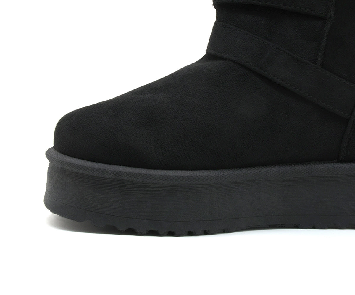black fur-lined calf boots