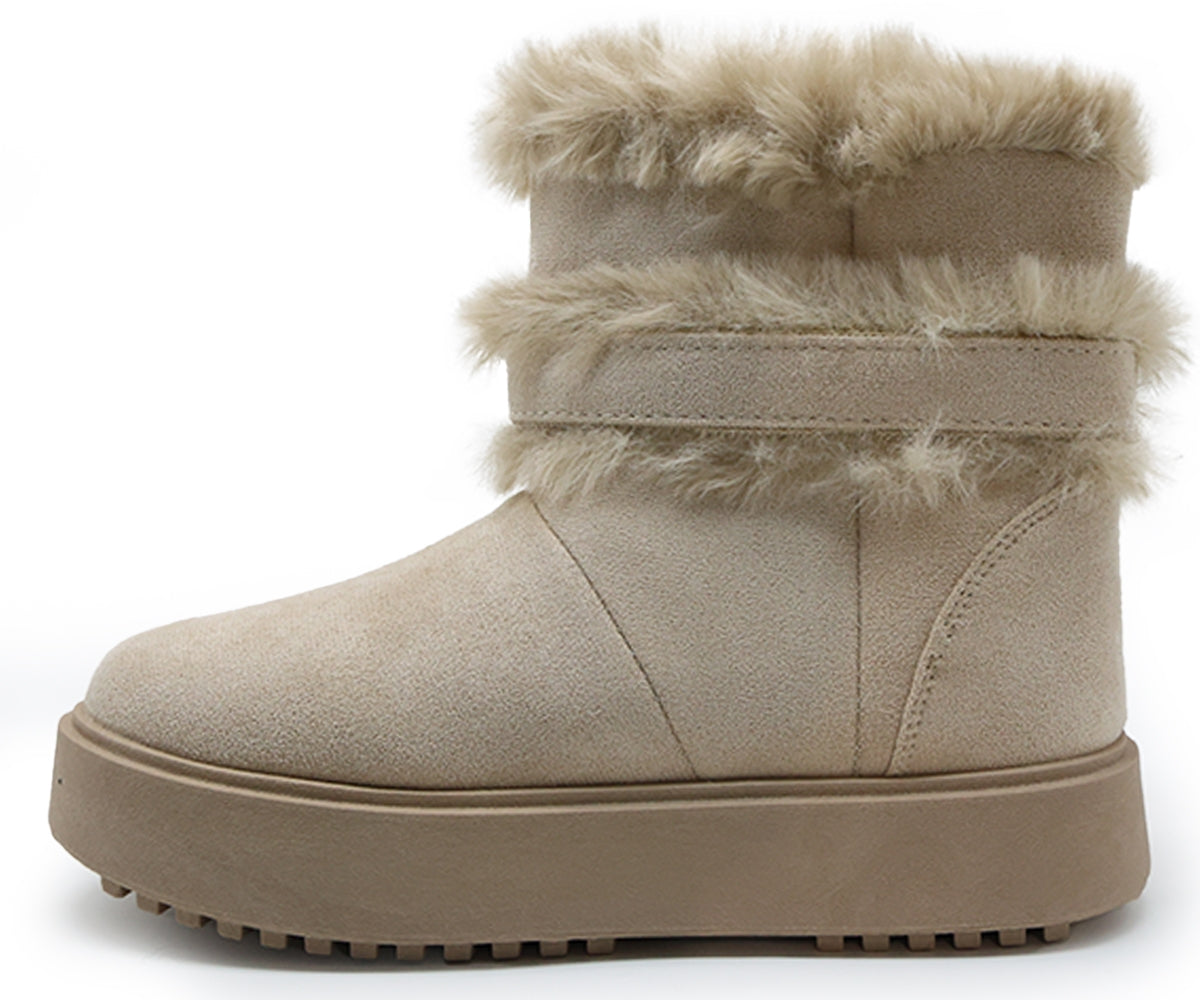 beige furry boots