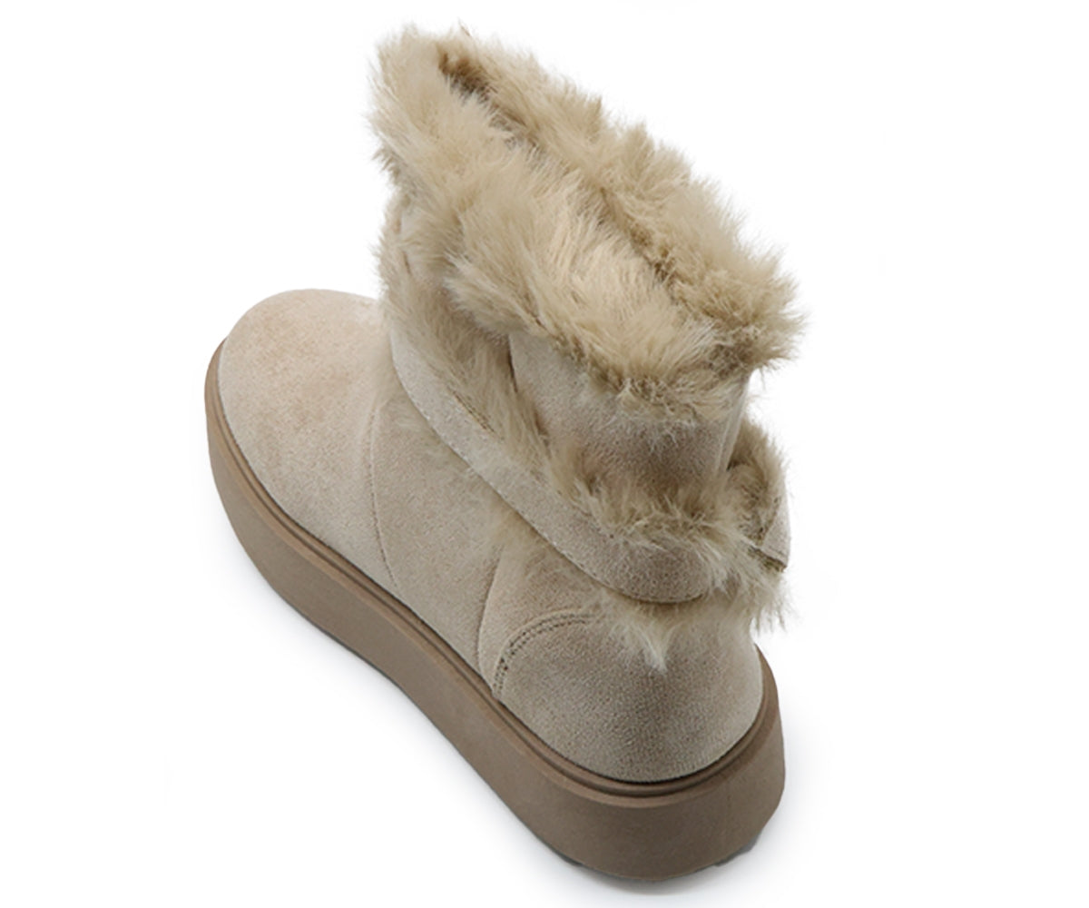 beige furry boots