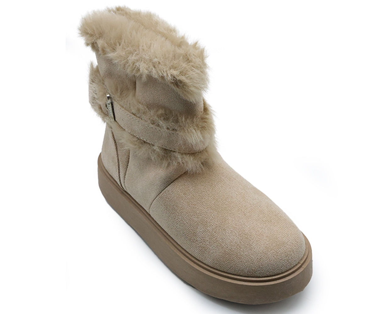 beige furry boots