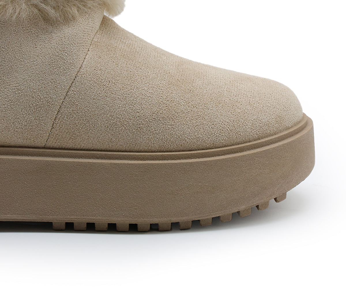 beige furry boots