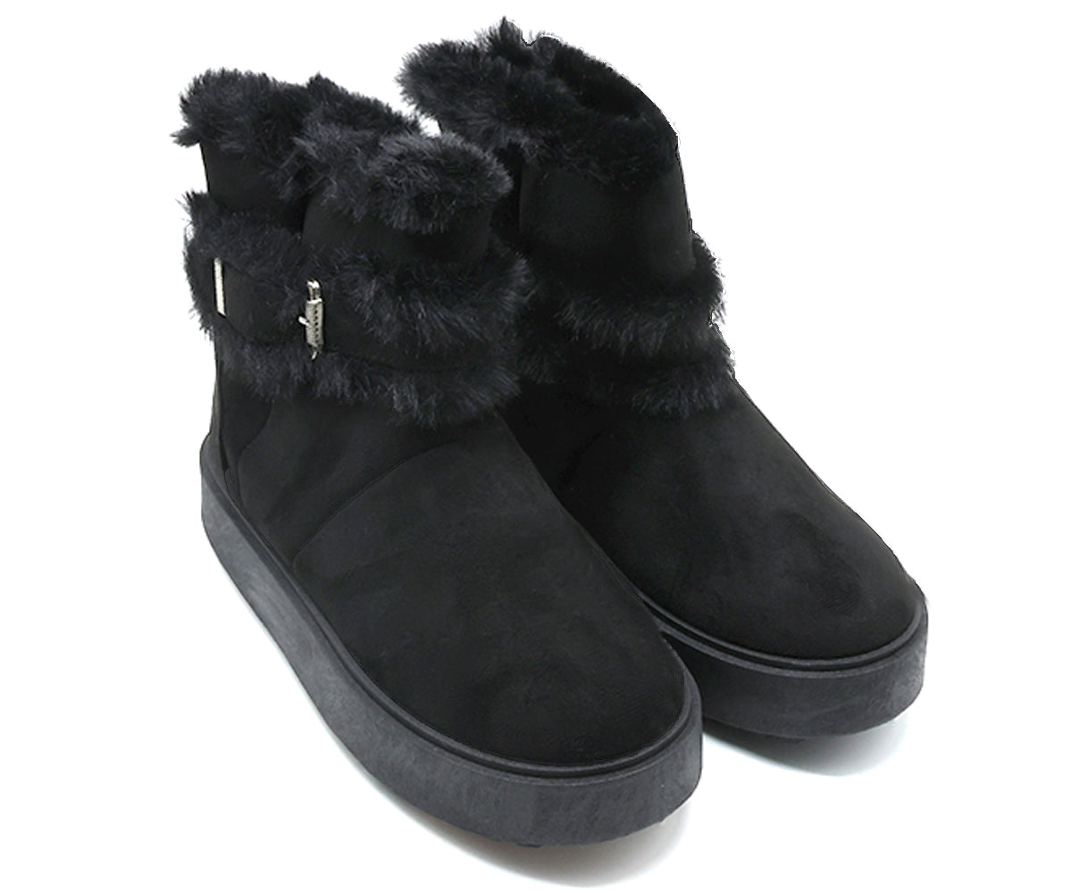 black furry boots