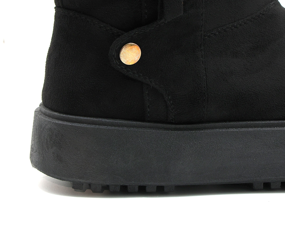 black fur-lined zipper boots