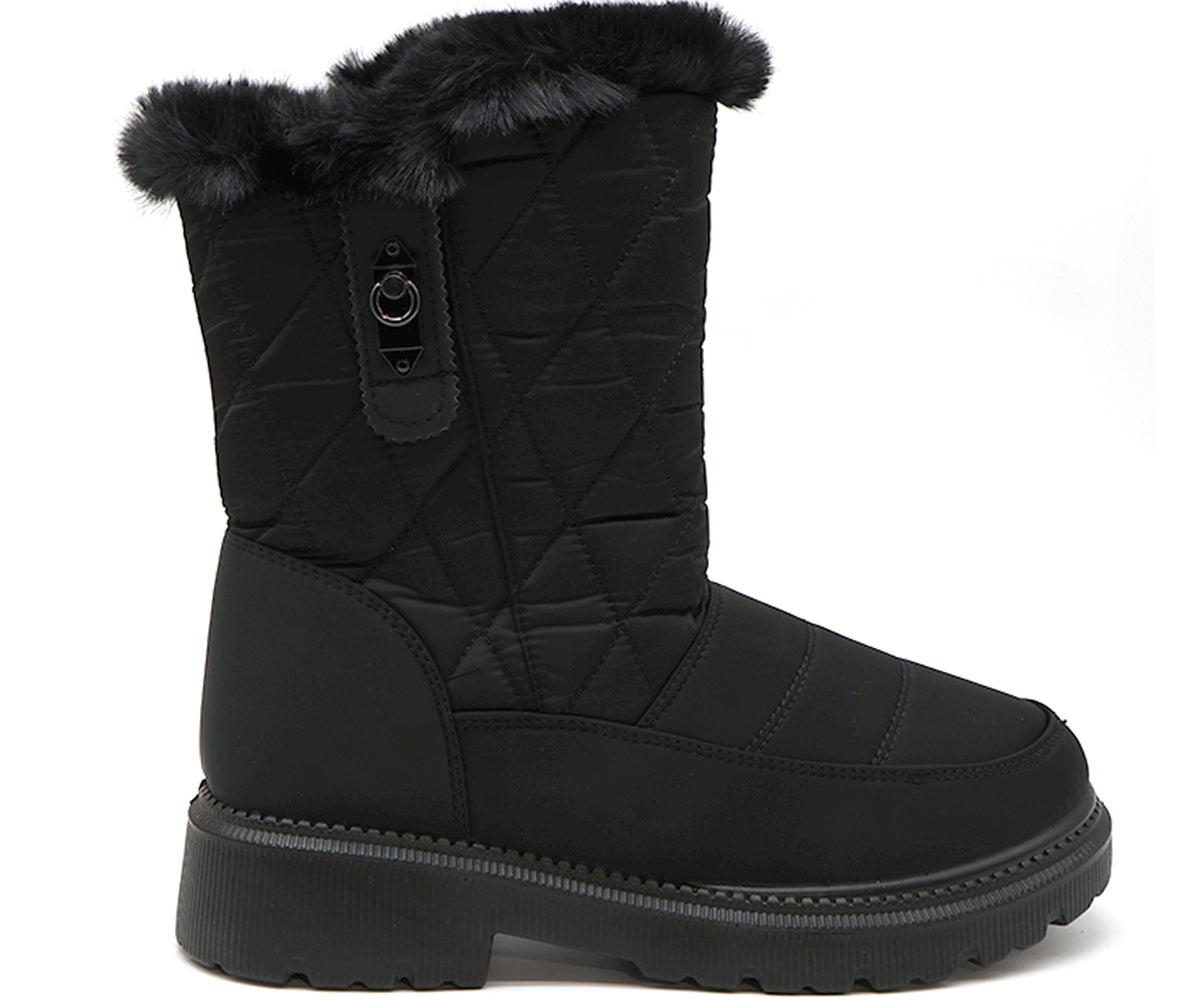 black furry nylon boot