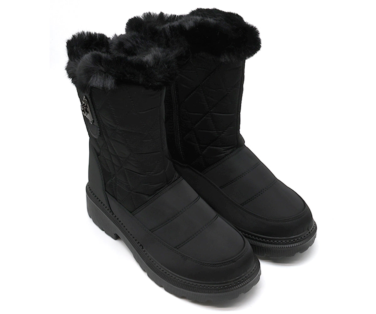 black furry nylon boot