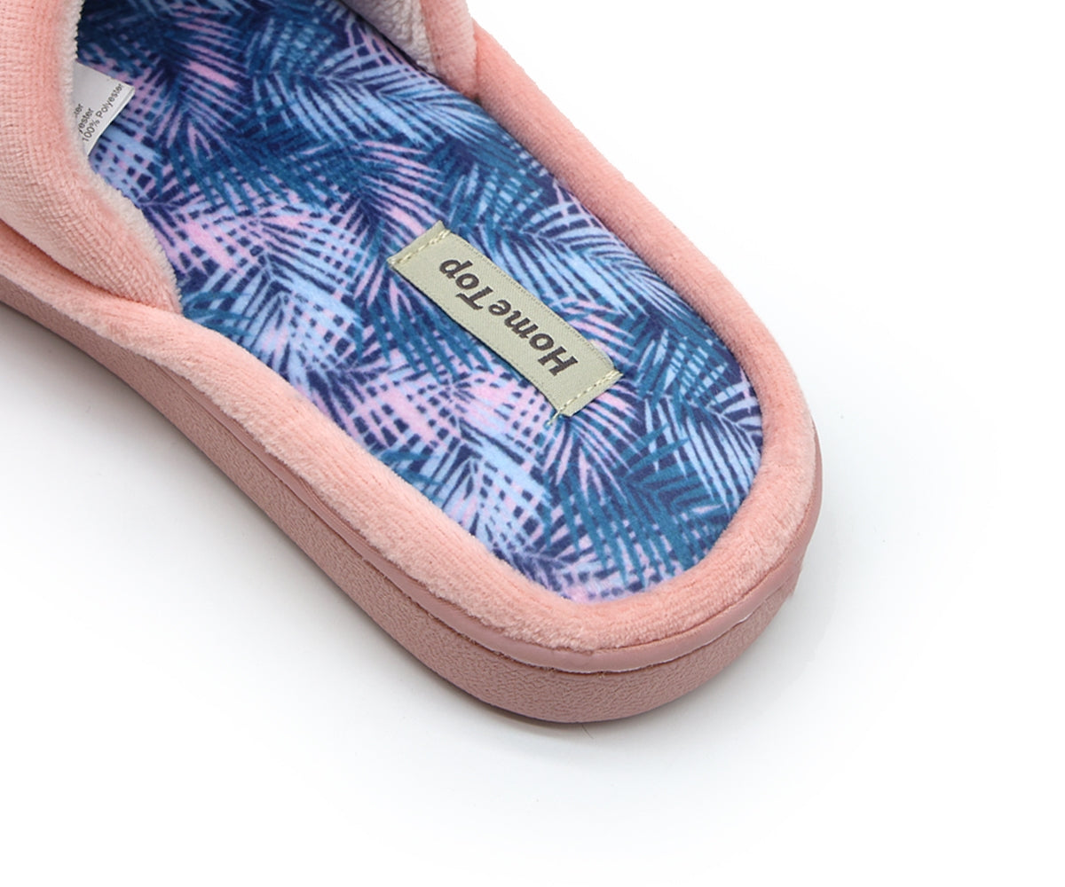open-toe pink terry slippers