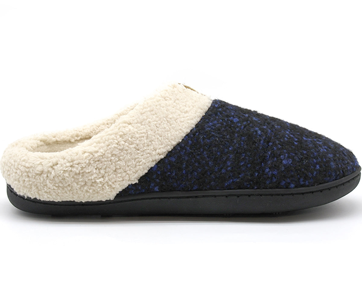 navy memory foam fleece slippers