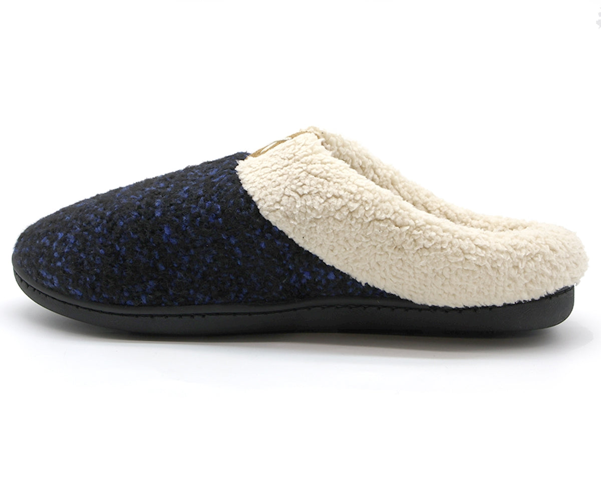 navy memory foam fleece slippers