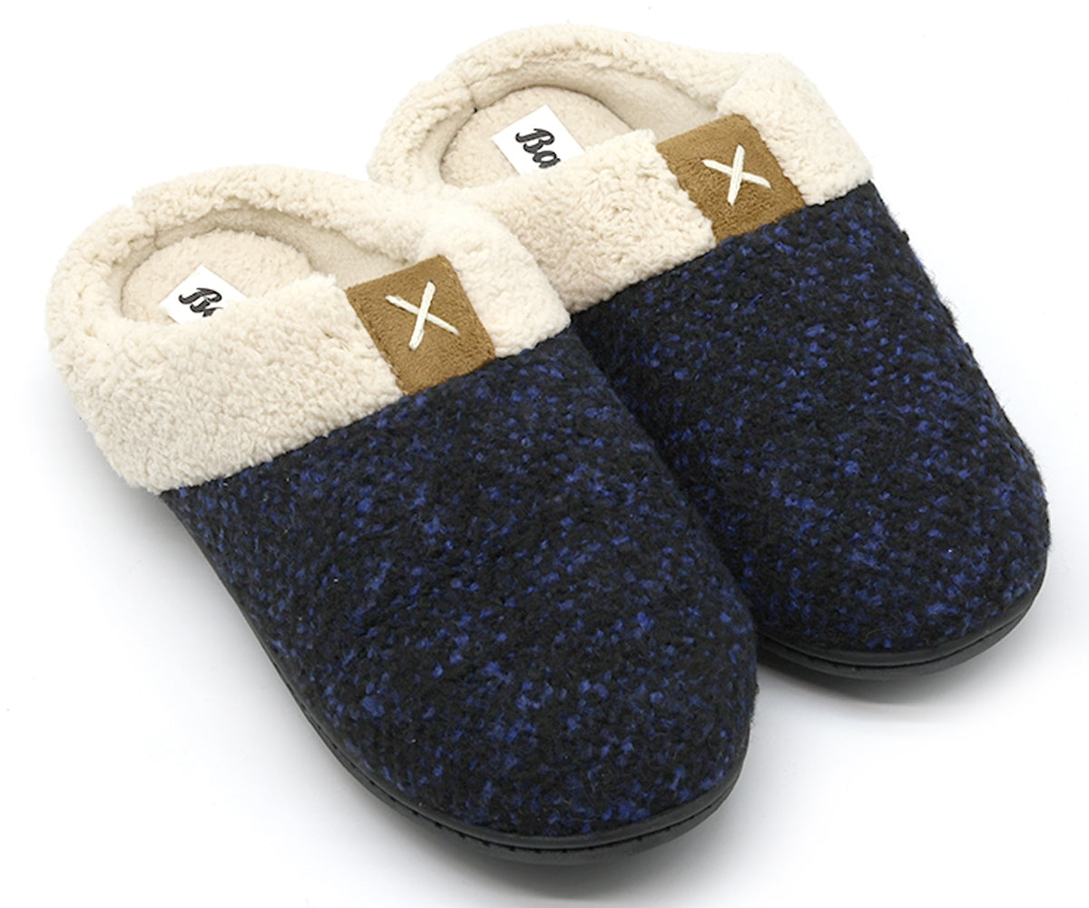 navy memory foam fleece slippers