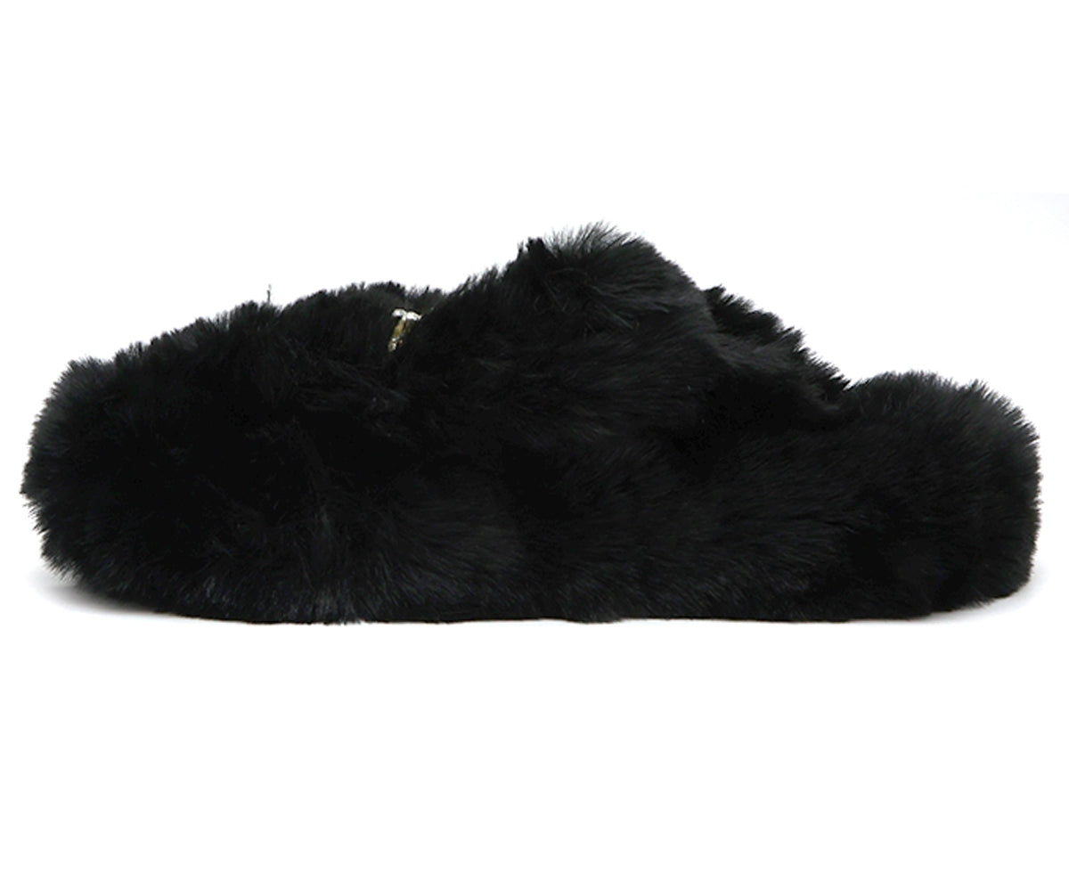 black furry pearl slipper
