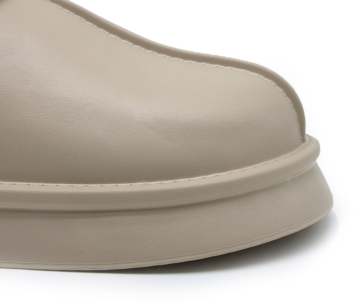 beige waterproof furry slippers
