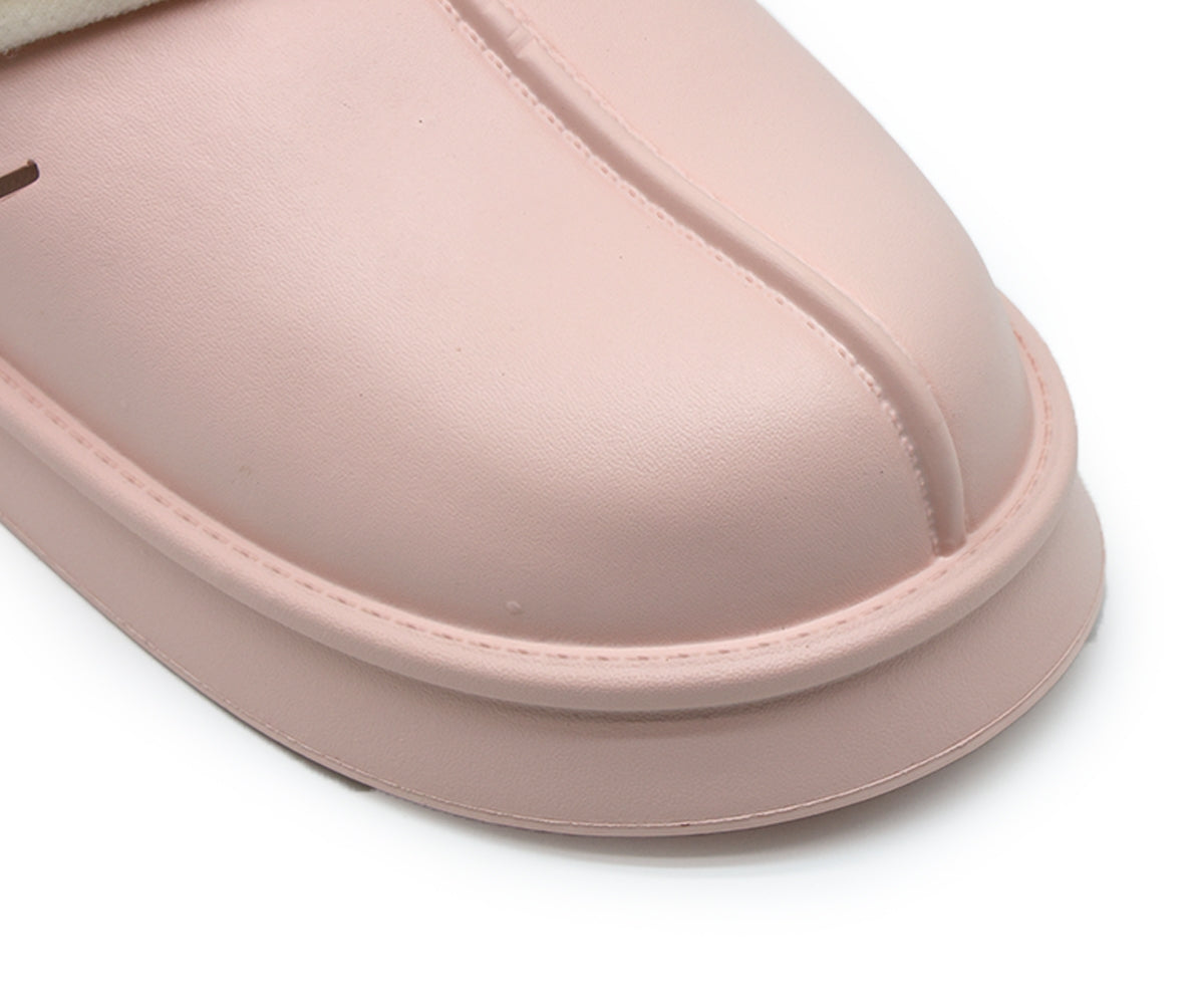 pink waterproof furry slippers