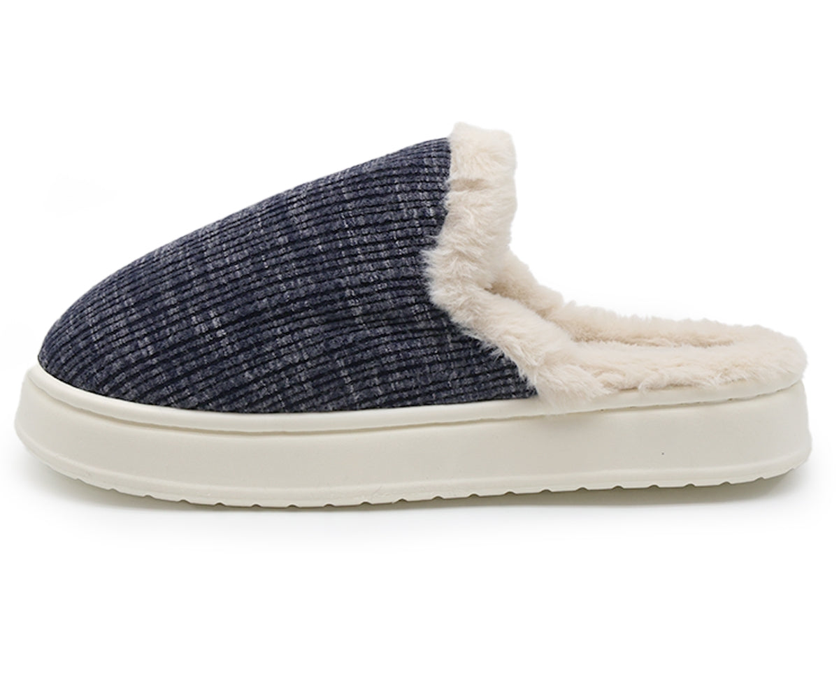 navy plaid contrast slipper