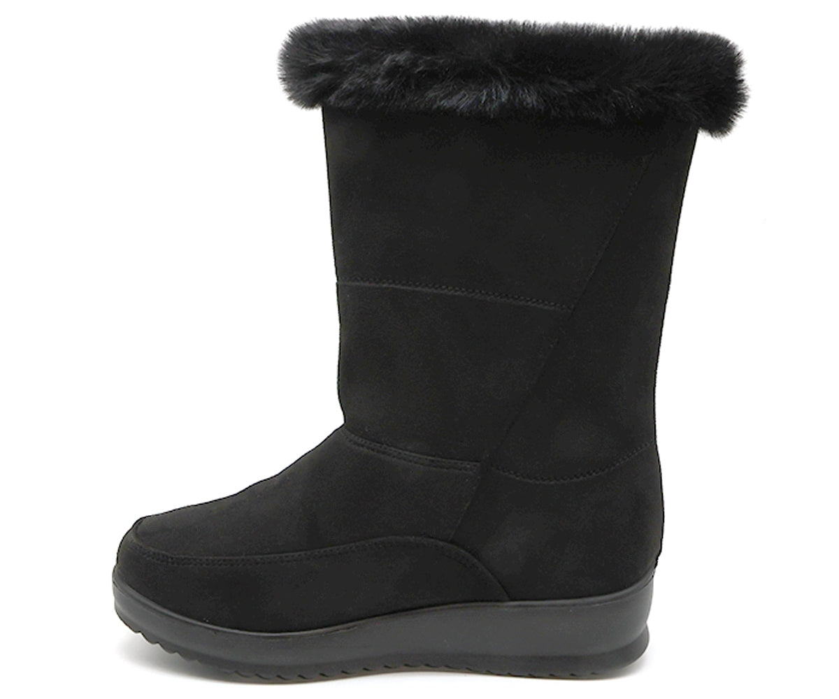 black cozy fur calf boots