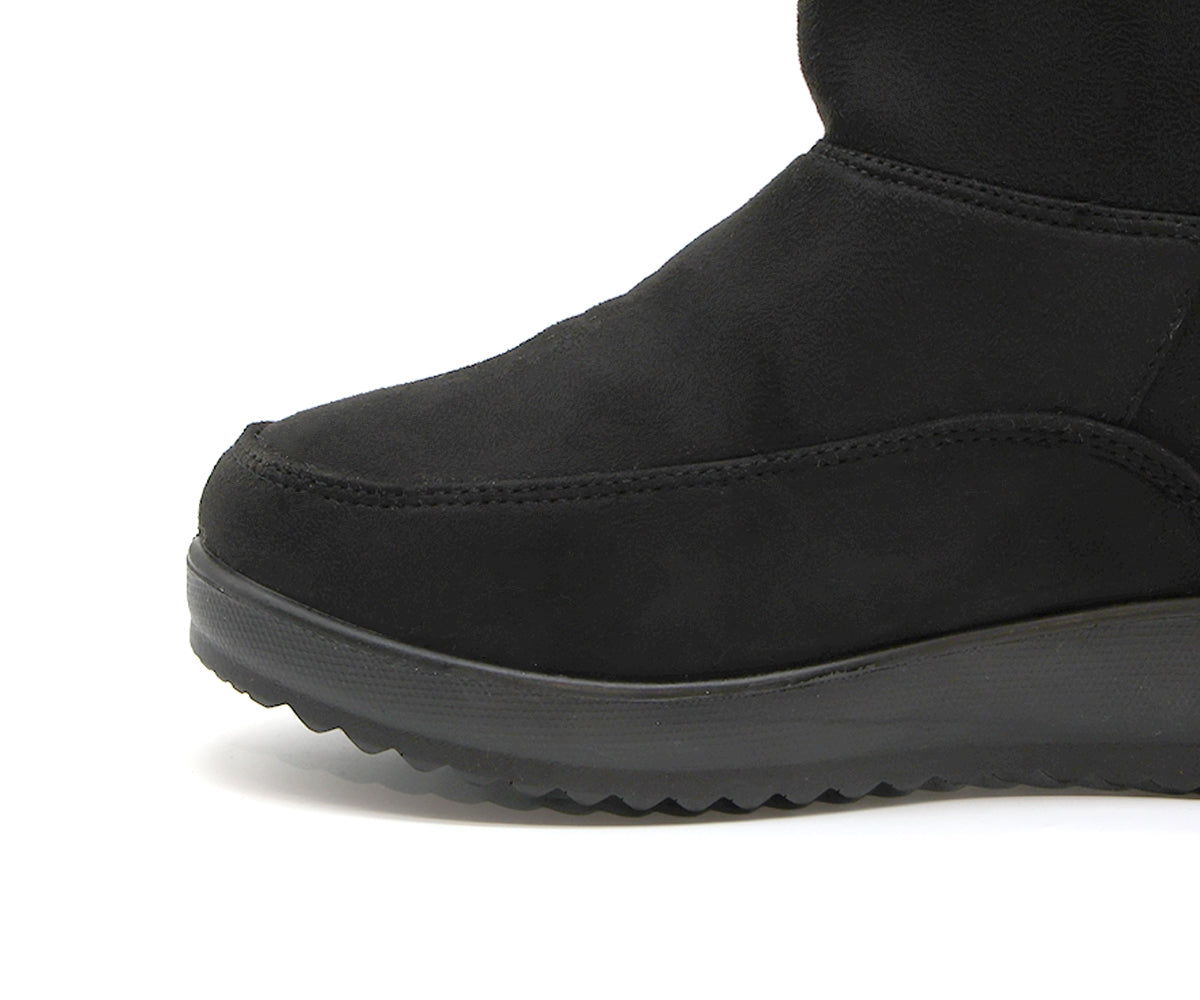black cozy fur calf boots