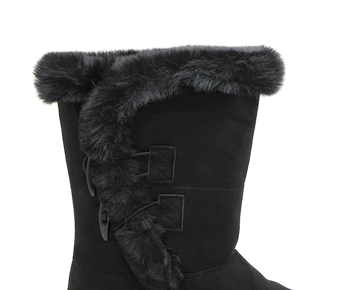 black cozy fur calf boots