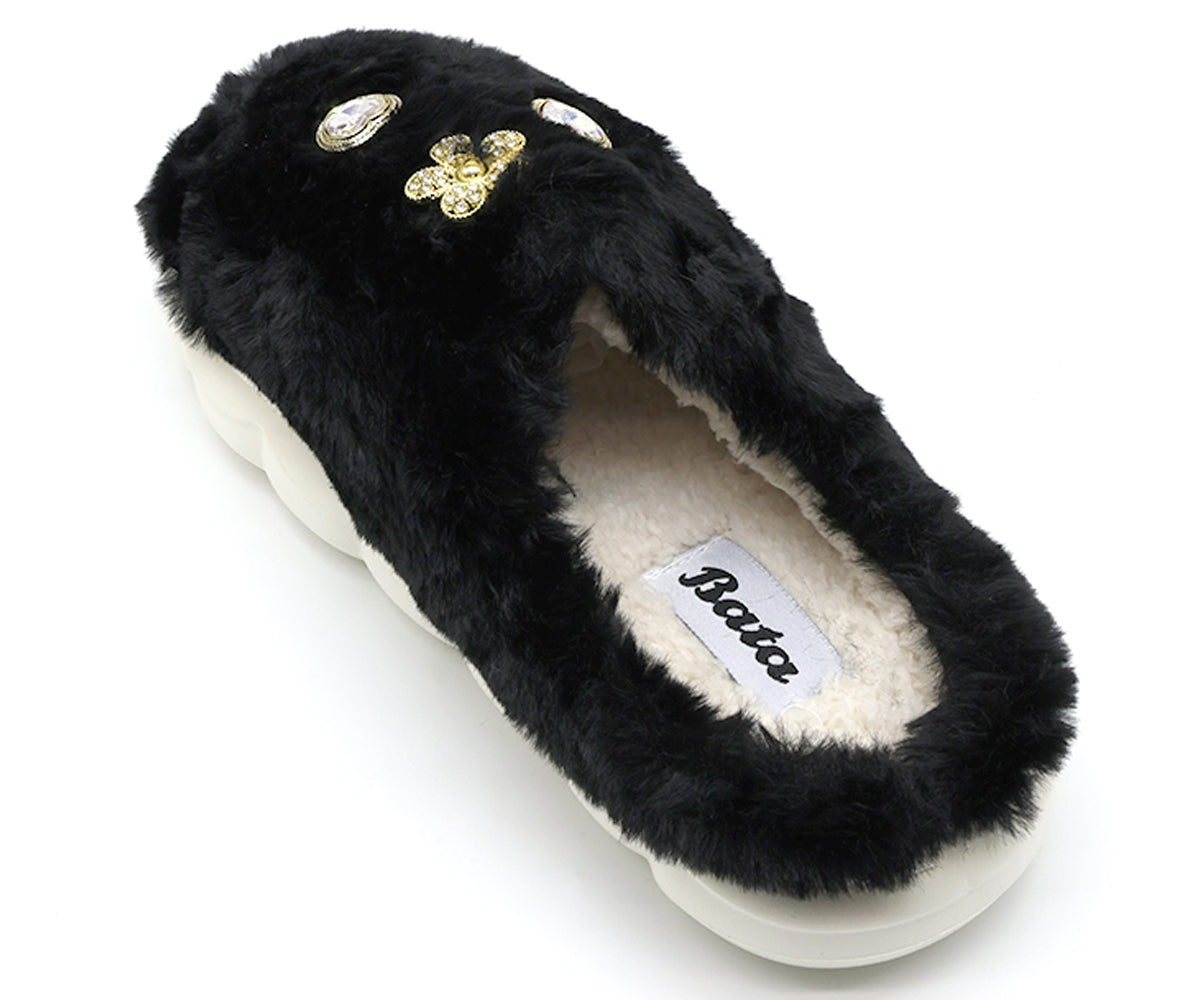 black embellished house slipper