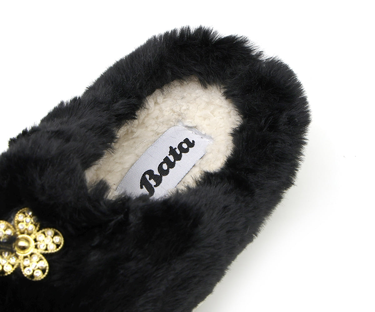 black embellished house slipper