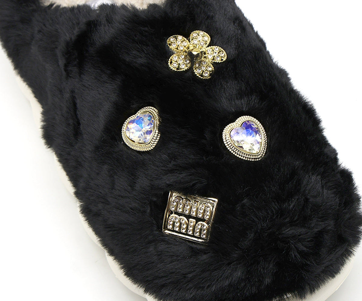 black embellished house slipper