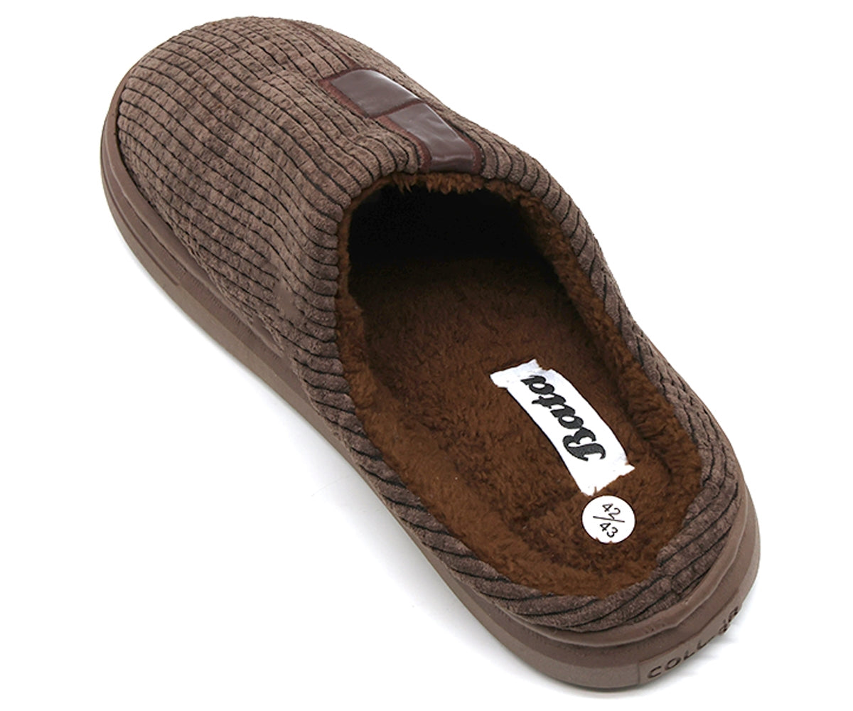 brown striped house slipper