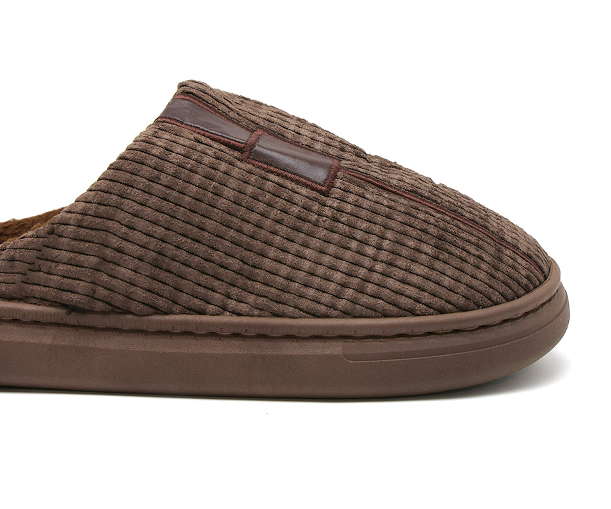 brown striped house slipper