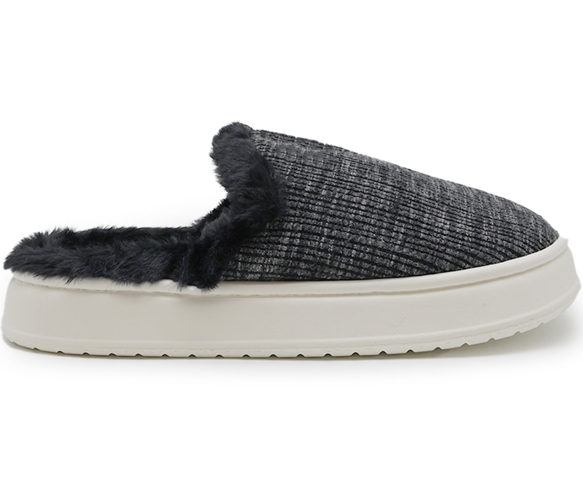 black plaid contrast slipper