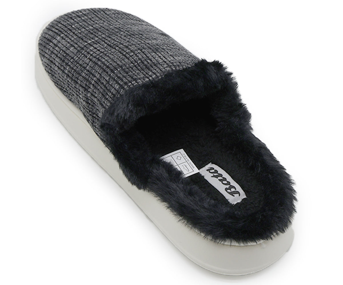 black plaid contrast slipper