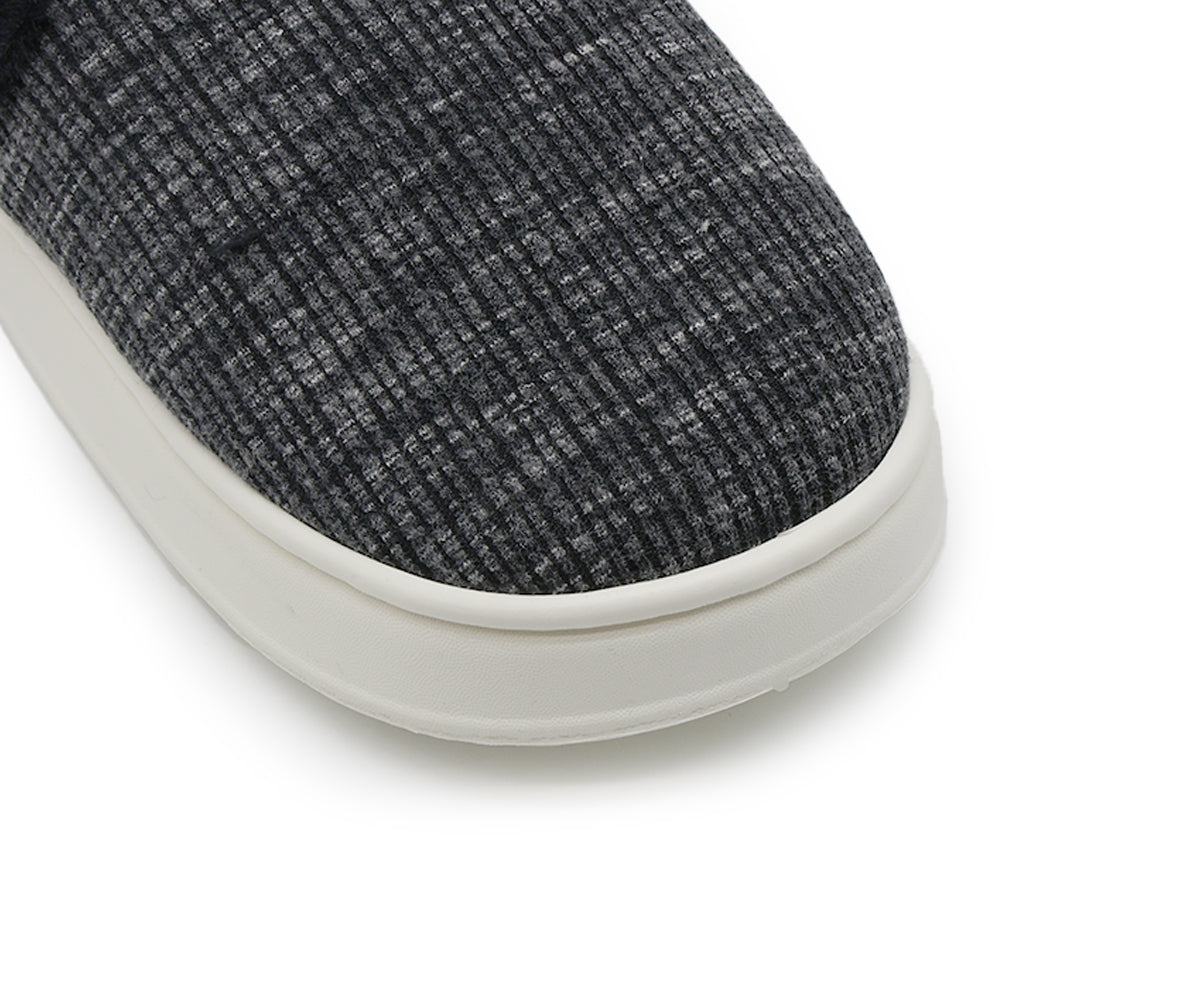 black plaid contrast slipper