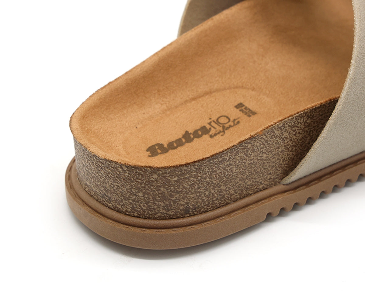 br beige suede cork slides