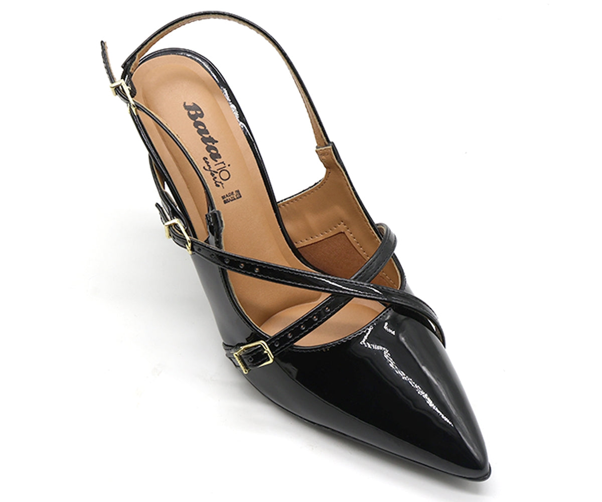 br black buckled slingback stilletos