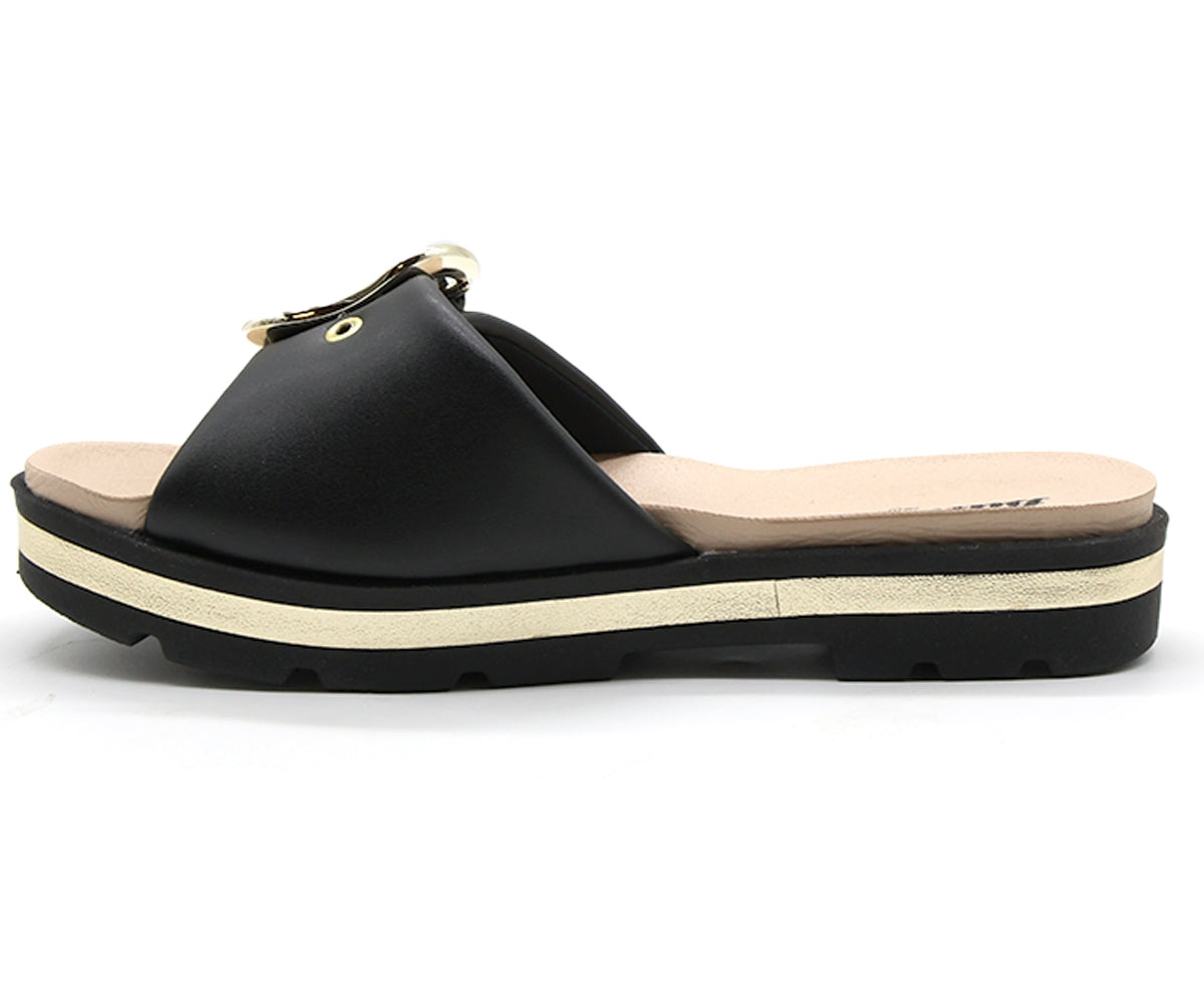 dry tech black big buckle slides