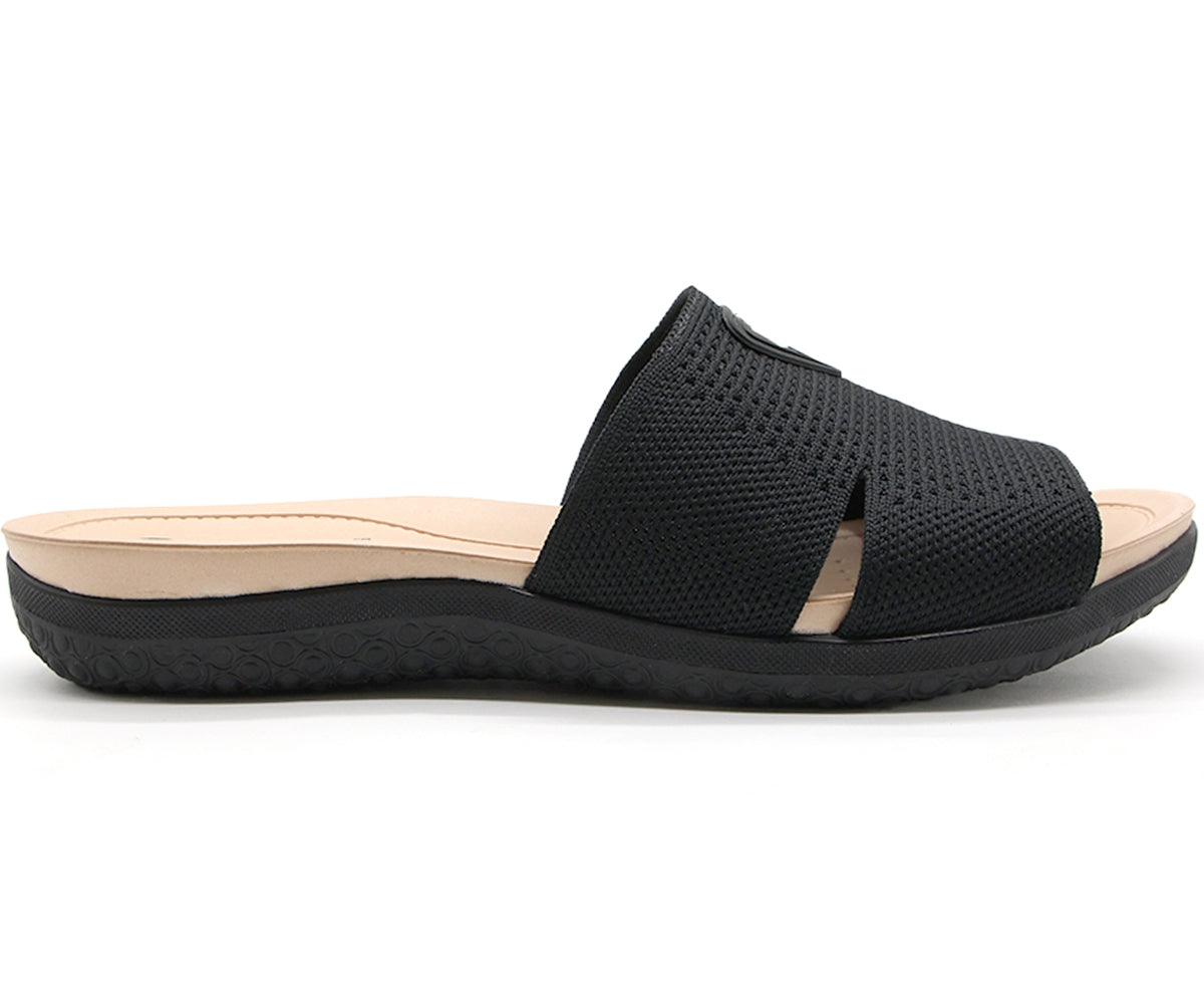 dry tech black knit slides