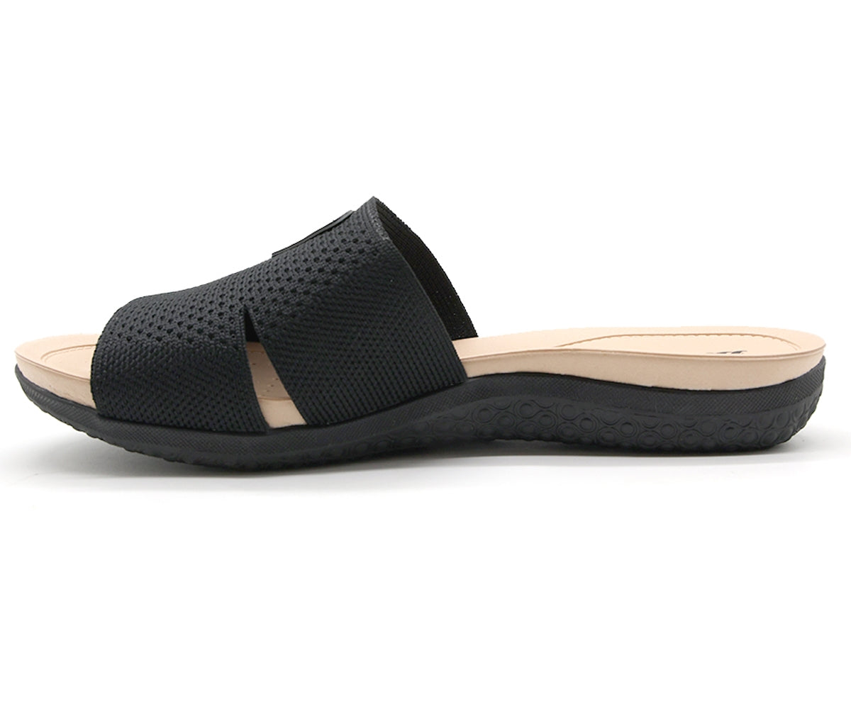 dry tech black knit slides
