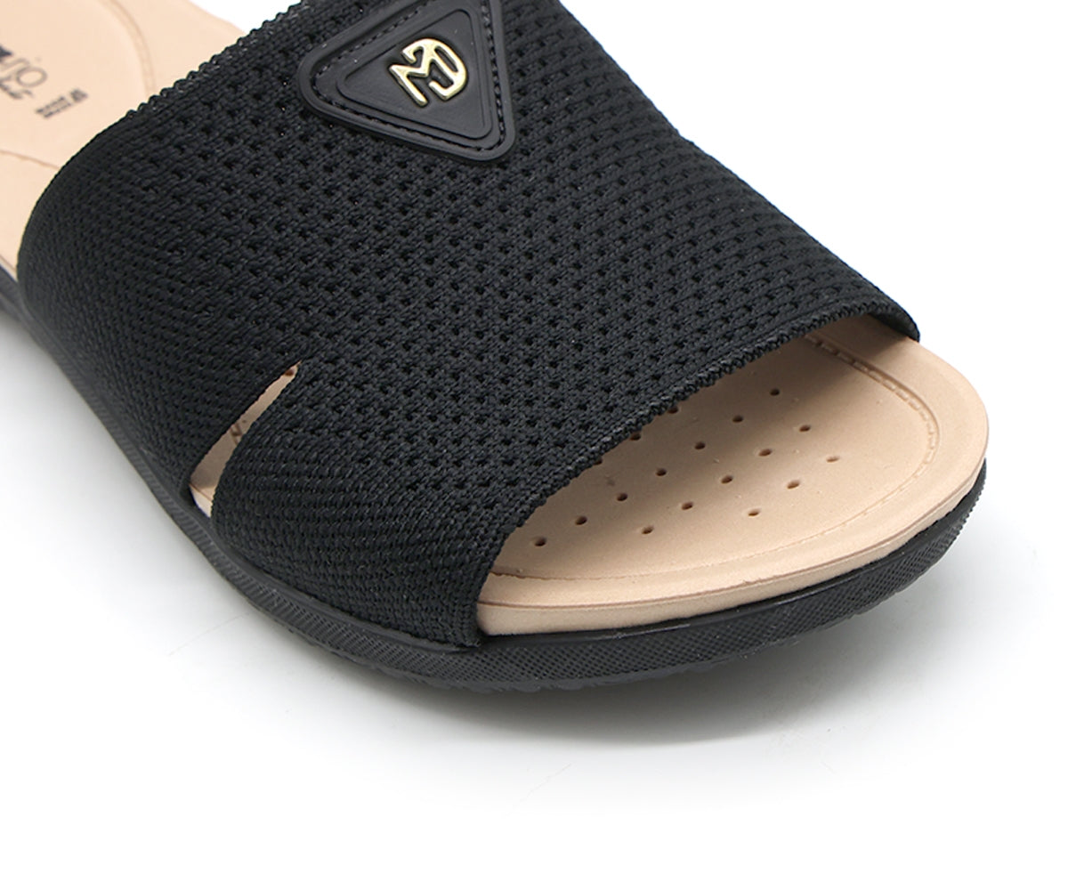 dry tech black knit slides