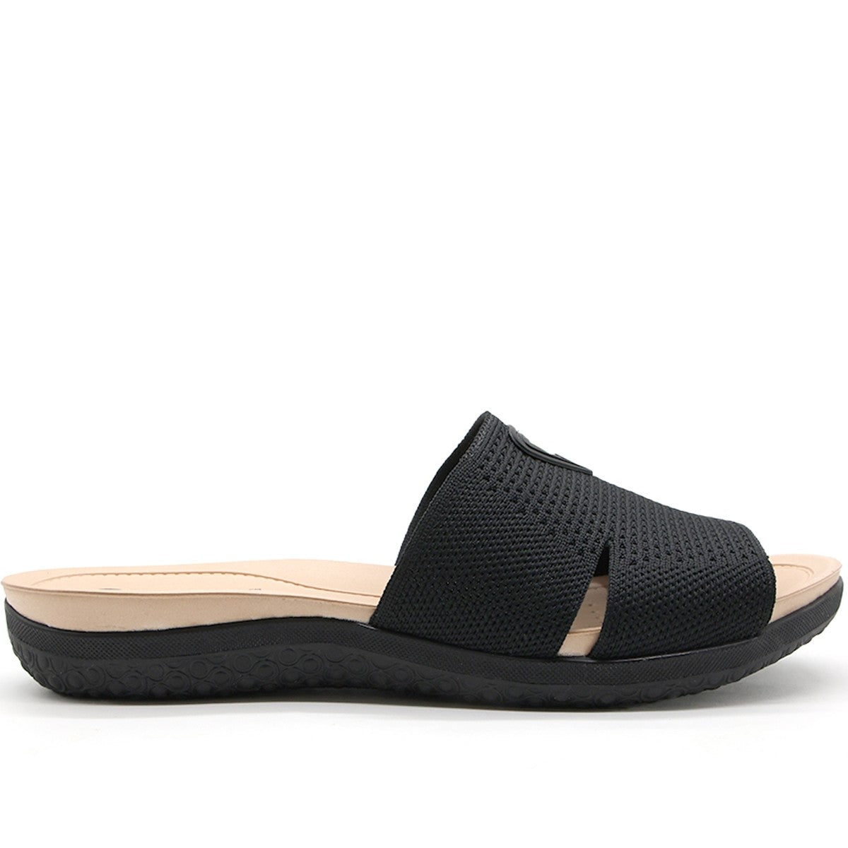 dry tech black knit slides