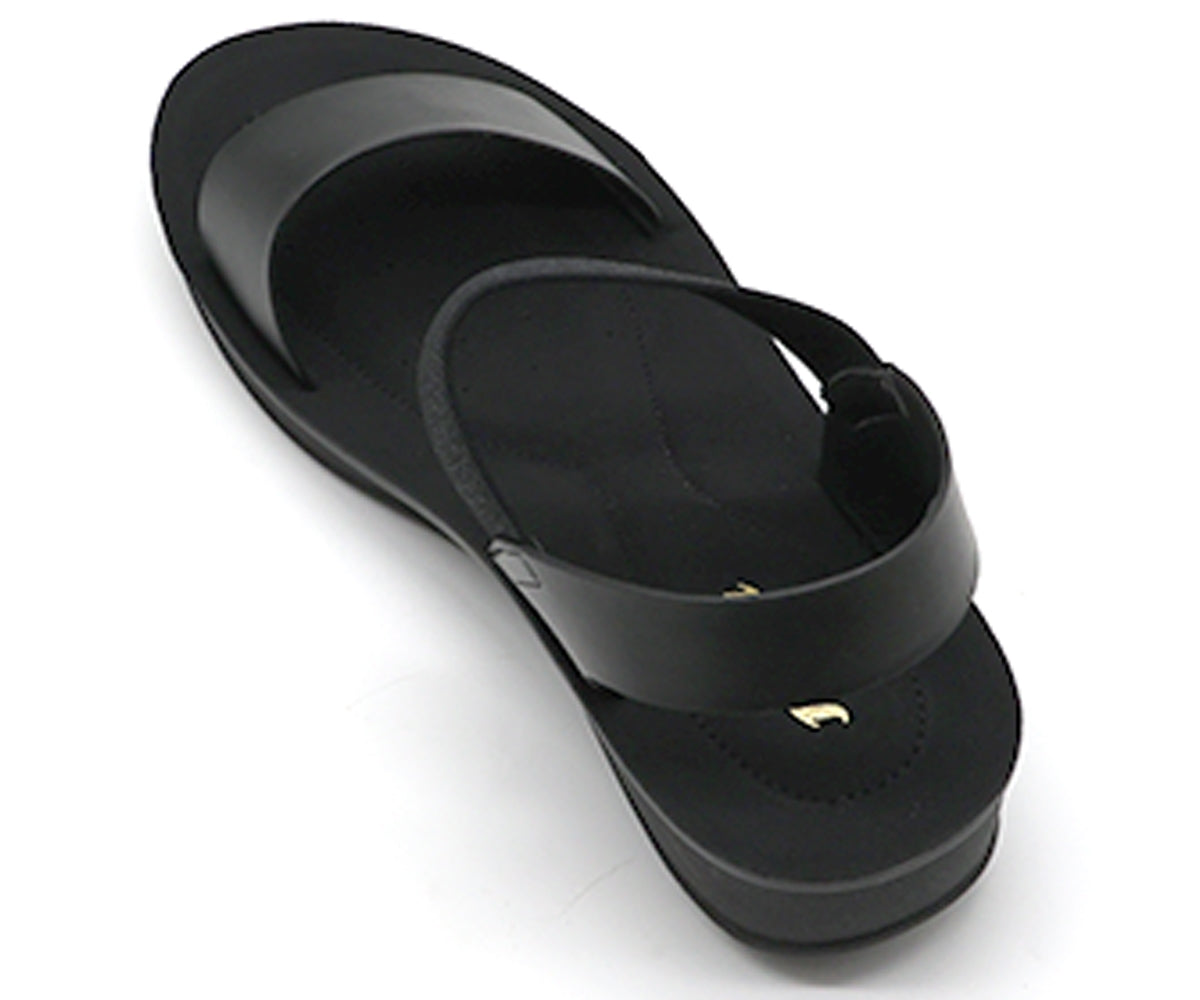 all black elastic strap sandals