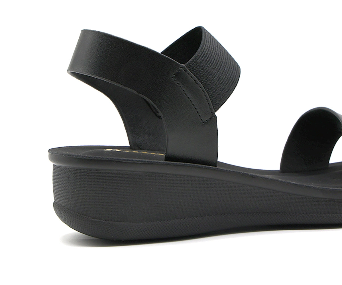 all black elastic strap sandals