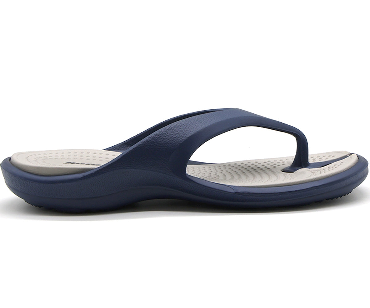 navy & grey flip flops