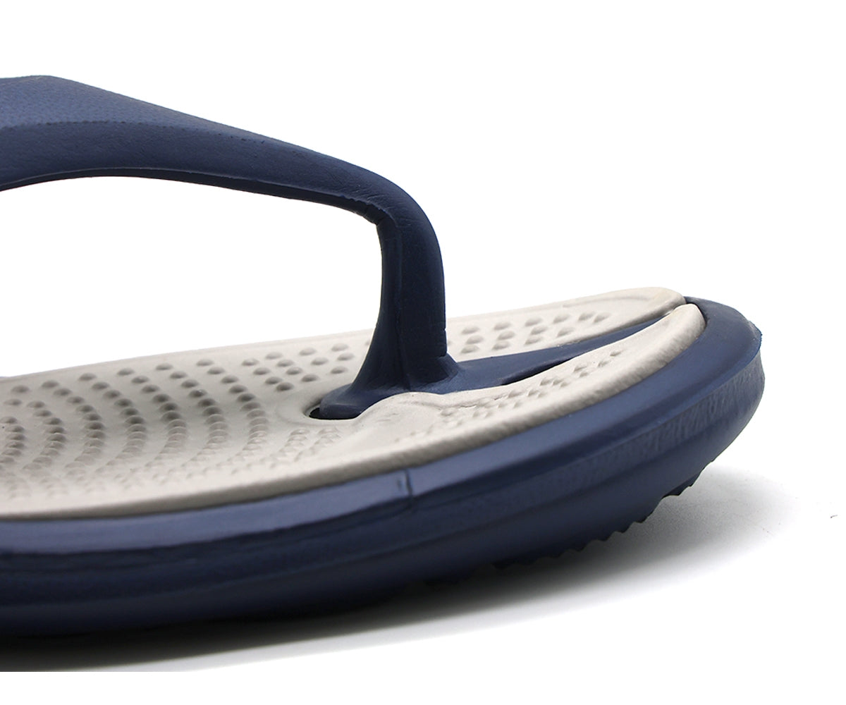 navy & grey flip flops