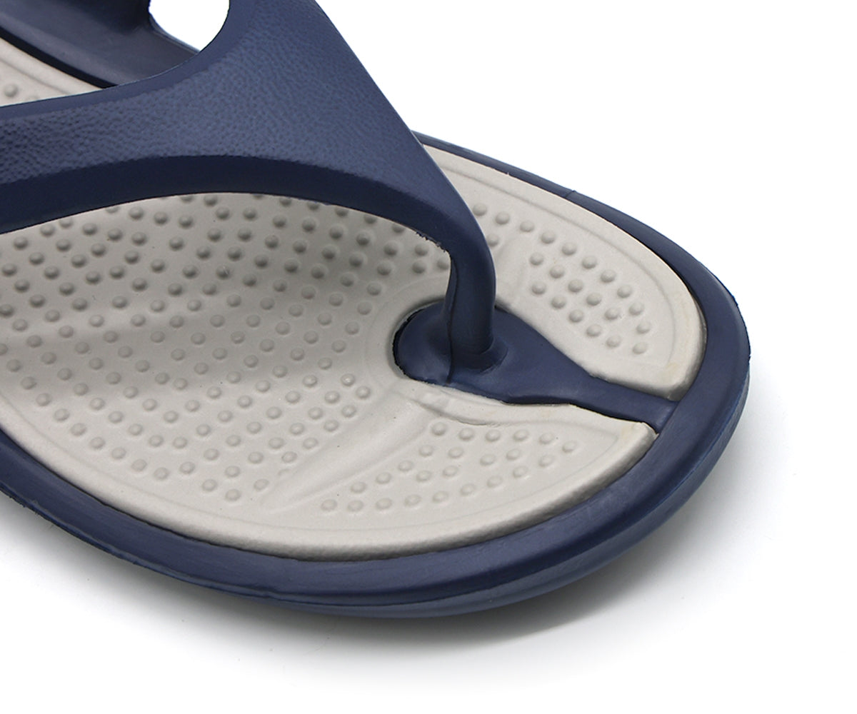 navy & grey flip flops