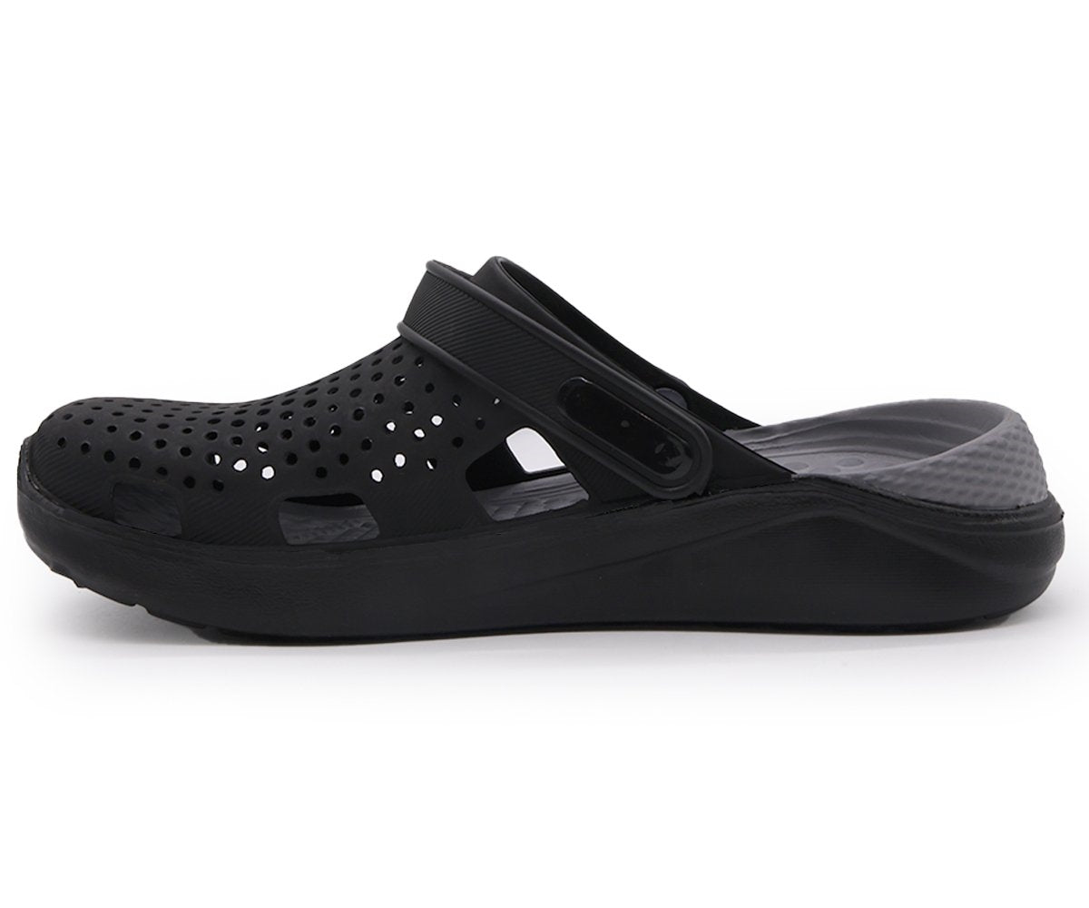black & grey foam clogs