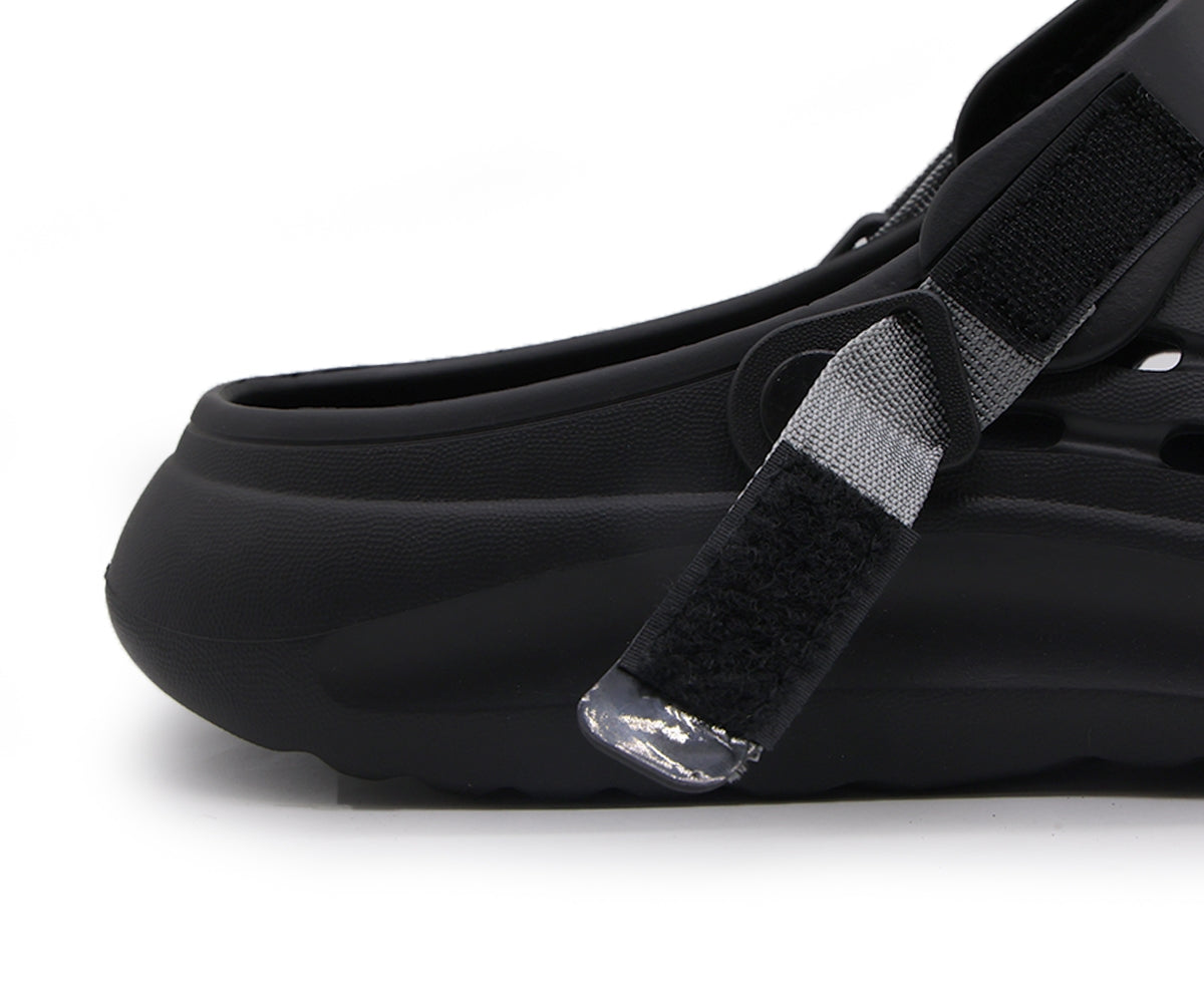 black& grey velcro foam clogs