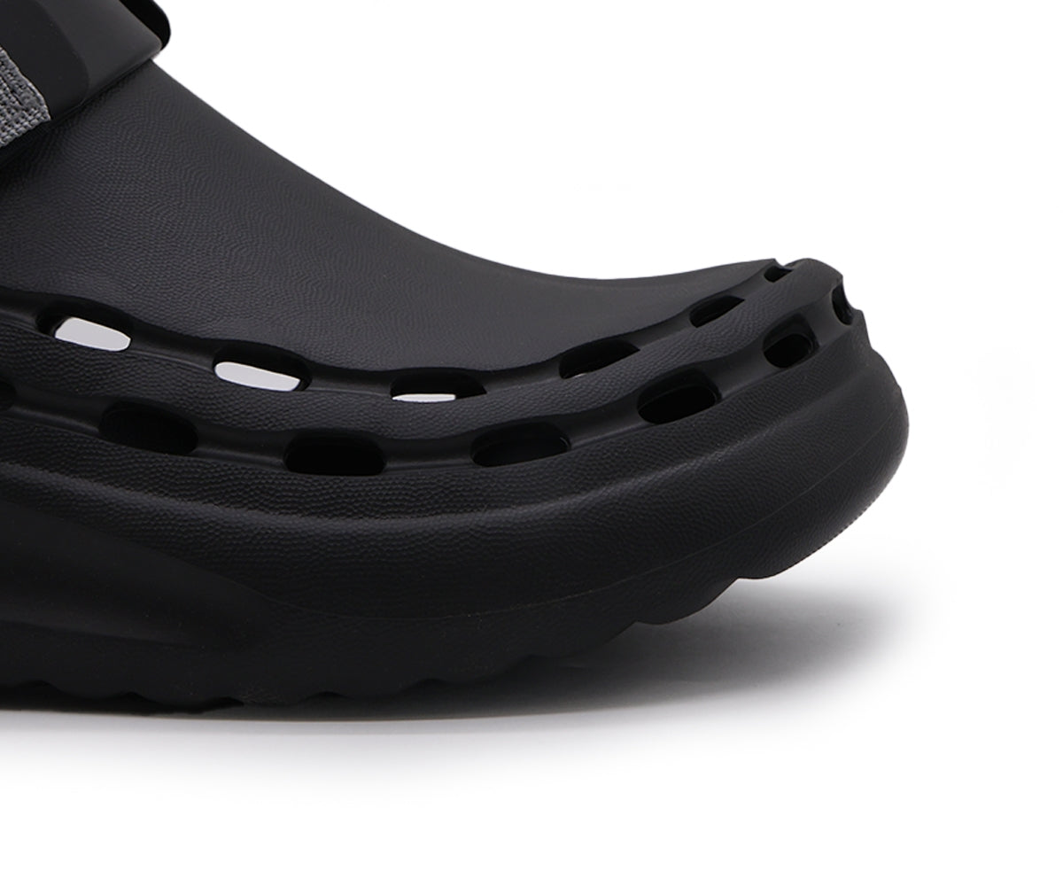 black& grey velcro foam clogs