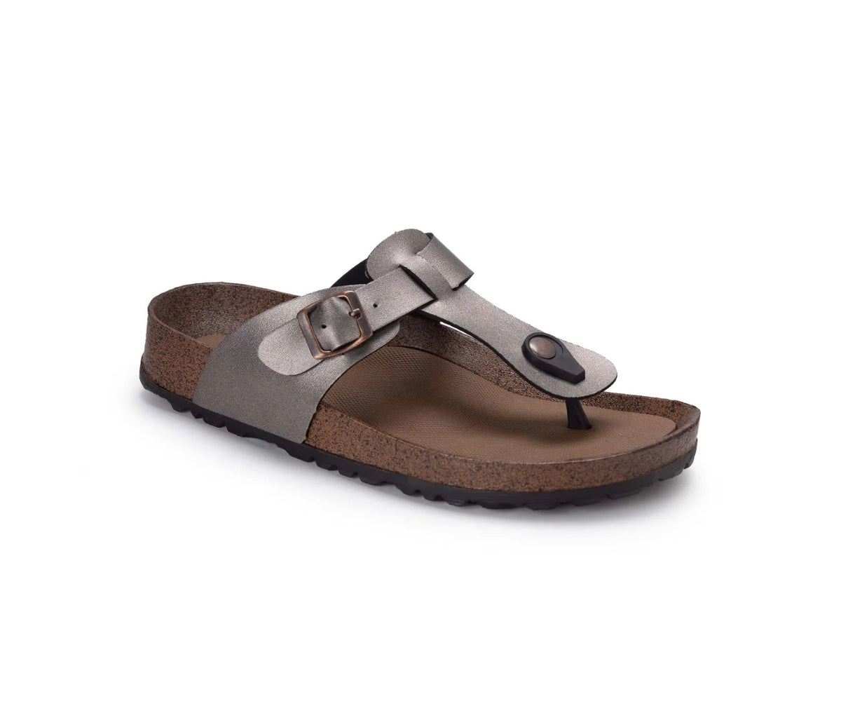pewter thong cork slides