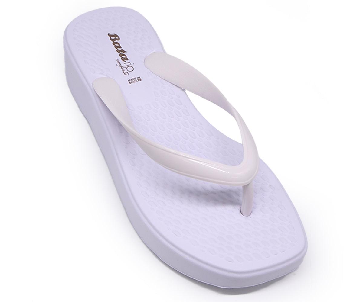 br wedge white thong slides