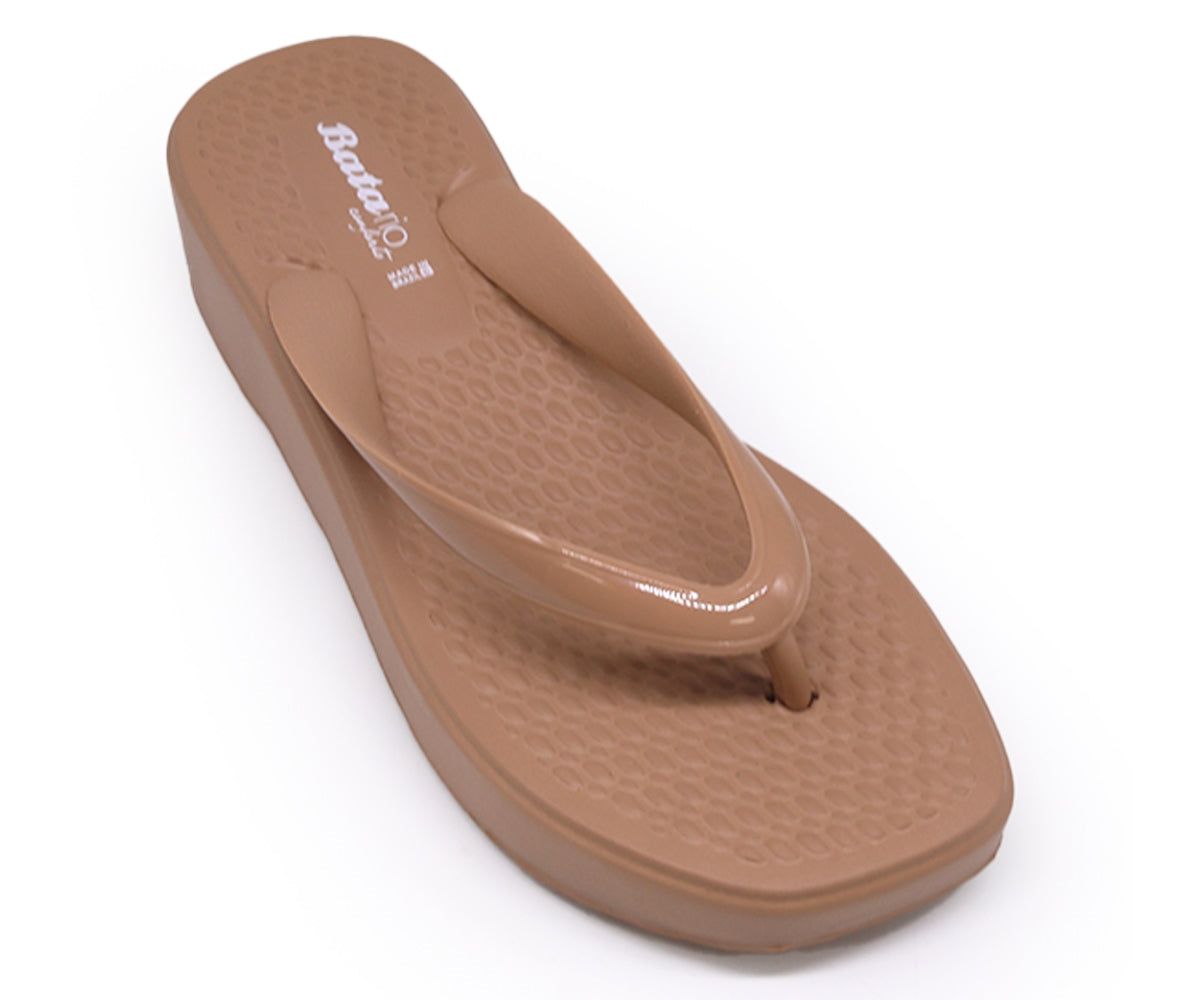 br wedge camel thong slides