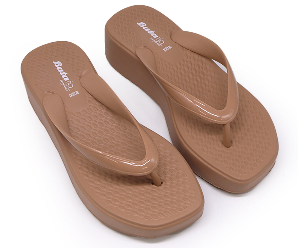 br wedge camel thong slides