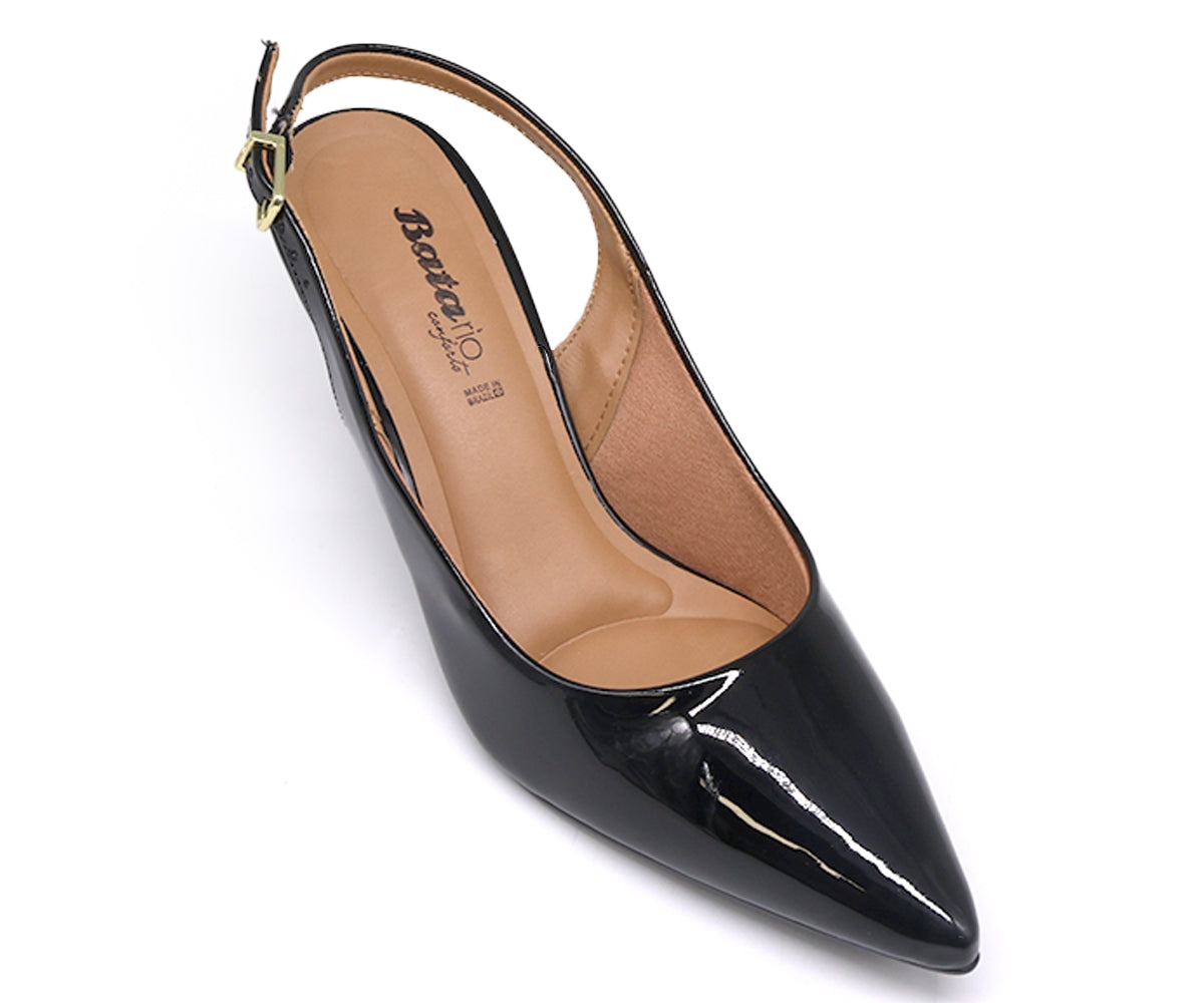 br classic mid-heel patent blk slingback stilletos
