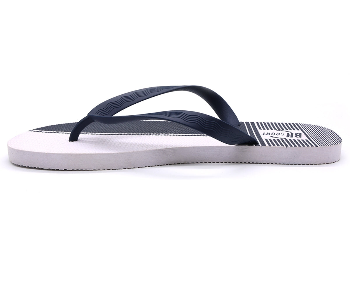 br sport navy & white flip flops