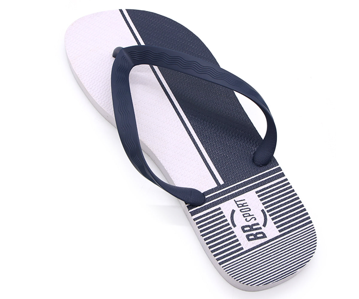 br sport navy & white flip flops